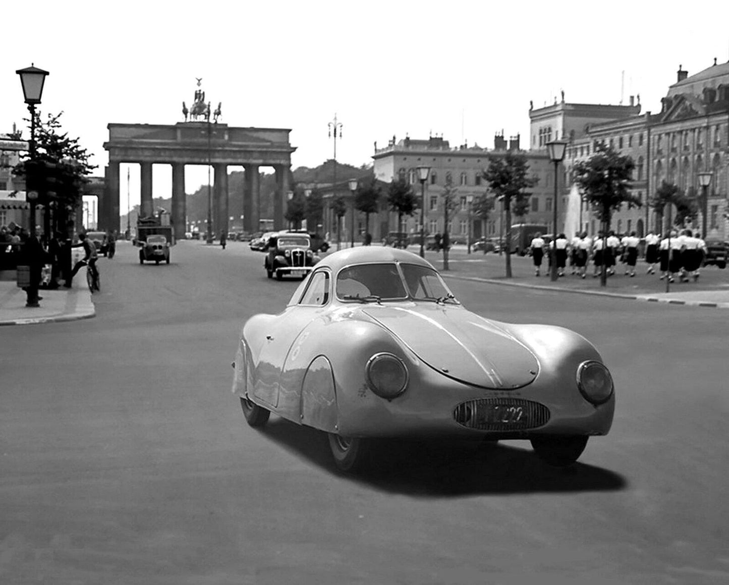 1938 Porsche In Berlin German Classic Car Retro Poster Photo
