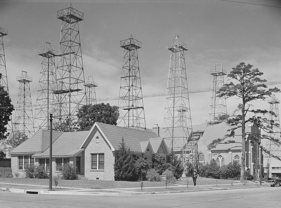 1939 Oil Derricks Residential Section Kilgore Texas Old Photo Reprint