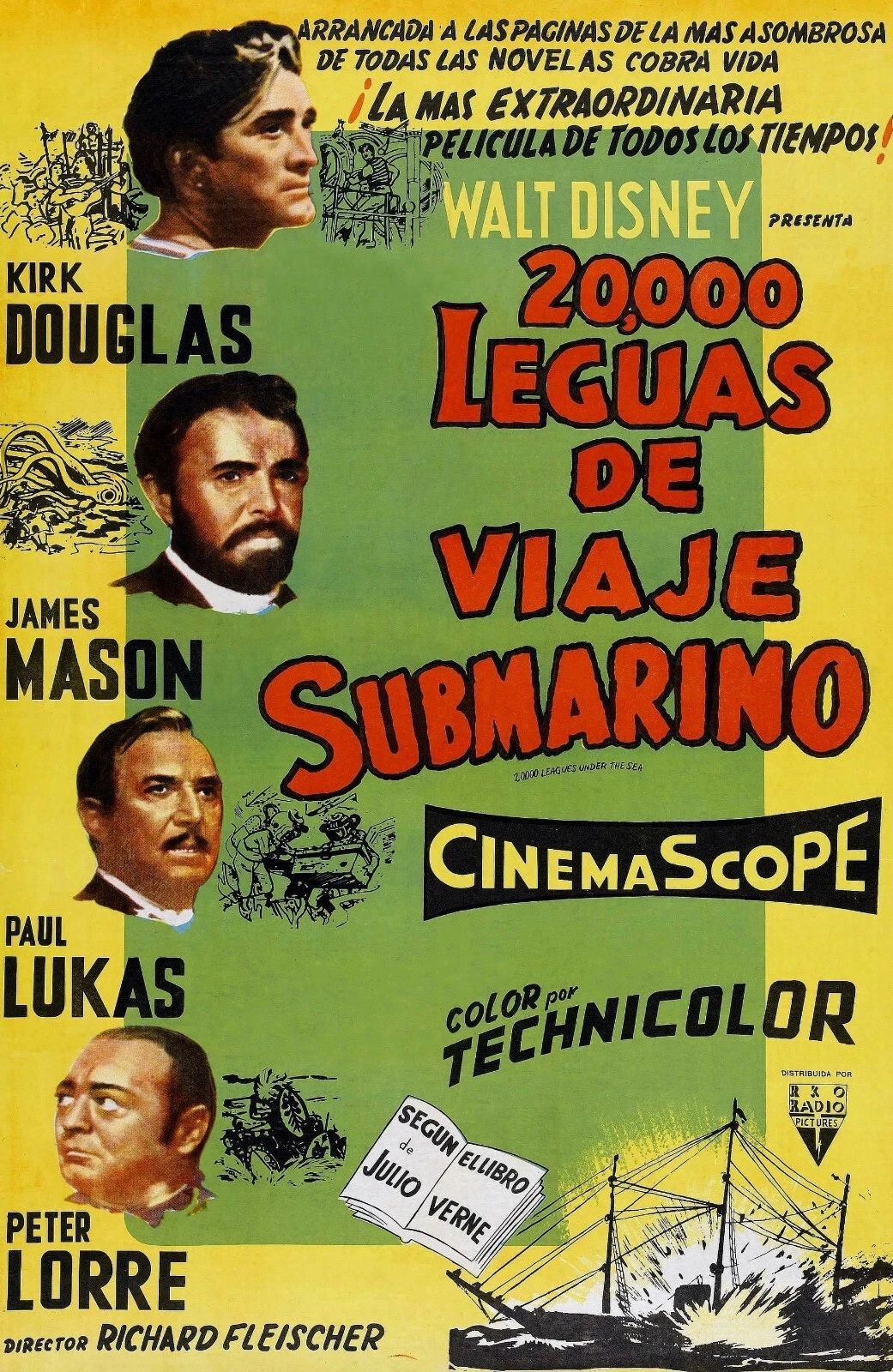 1954 20,000 Leagues Under The Sea Movie Kirk Douglas Disney 300 PCS Jigsaw