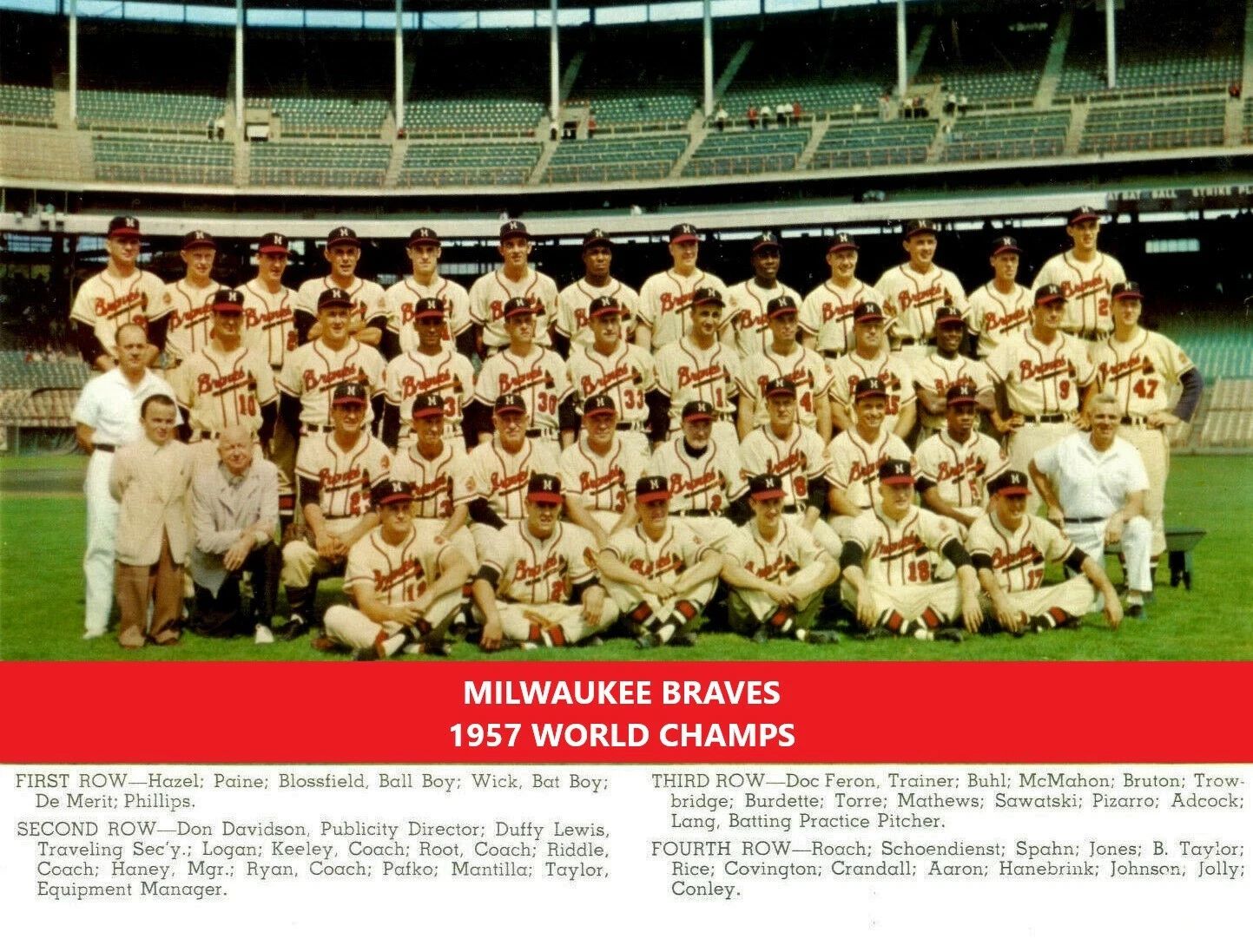 1957 Milwaukee Braves Team Baseball Mlb World Series Champs 300 PCS Jigsaw