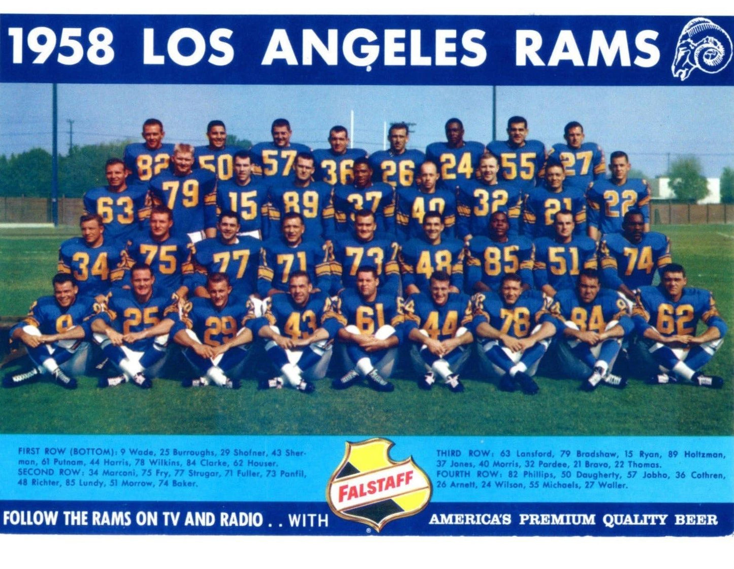 1958 Los Angeles Rams Team Photo Football Nfl Picture La 300 Piece Jigsaw Puzzle