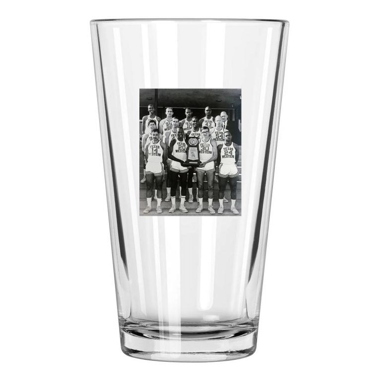 1966 Texas Western Don Haskins Ncaa Champions Utep Pint Beer Drinking Glass
