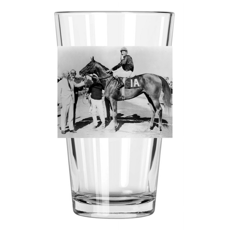 1966 Thoroughbred Racehorse Buckpasser Braulio Baeza Pint Beer Drinking Glass