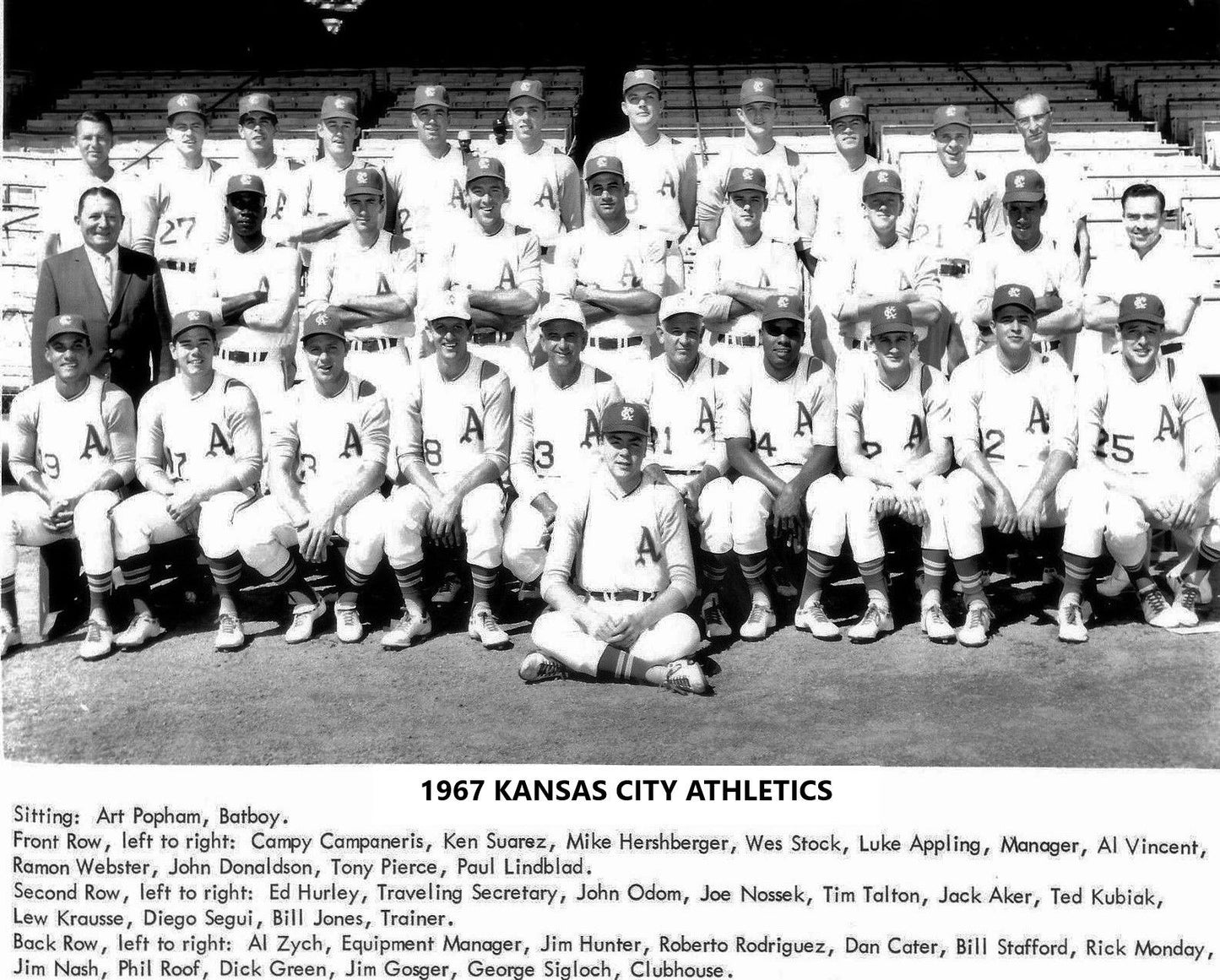 1967 Kansas City Athletics A'S Team Photo Baseball Picture Mlb Kc