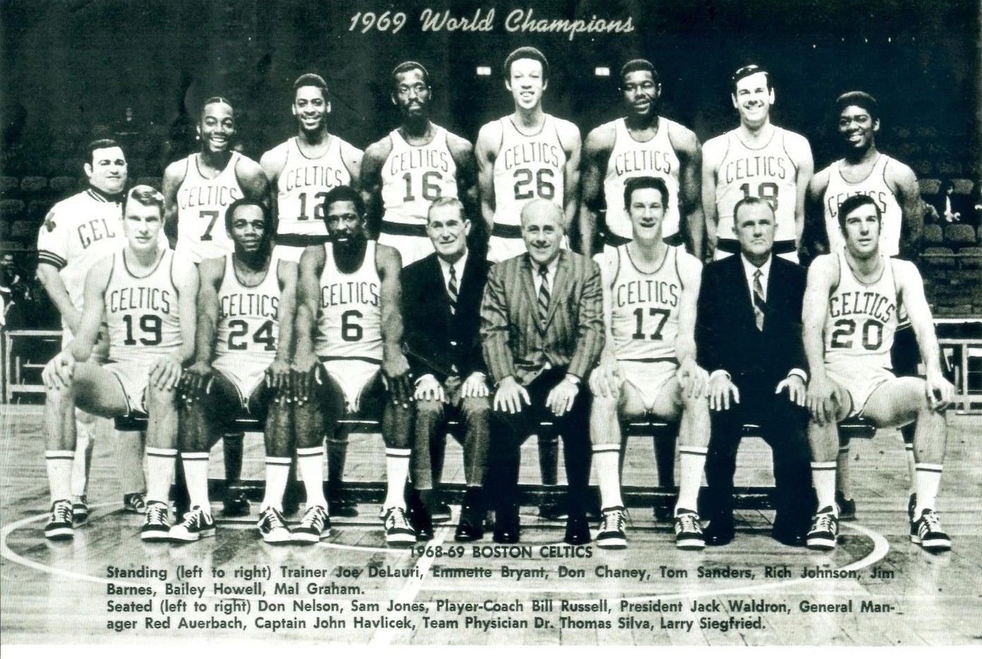 1969 Boston Celtics Team Photo Basketball Picture Nba World Champs