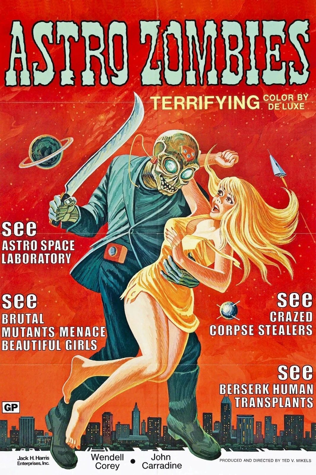 1968 Astro Zombies Movie Poster John Carradine Wendell Corey Tom Pace