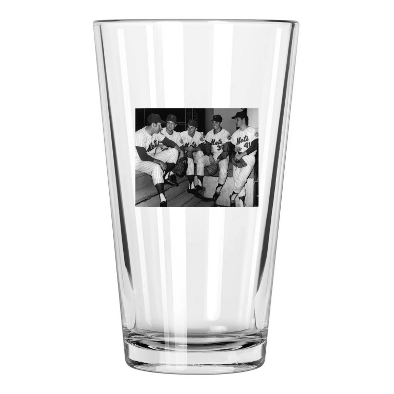1968 New York Mets Pitchers Tom Seaver, Jerry Koosman And Nolan Ryan Pint Glass