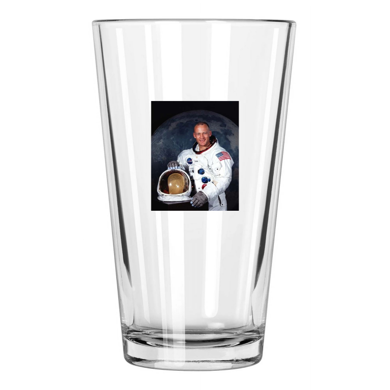 1969 Astronaut Apollo 11 Buzz Aldrin Photo Space Moon Pint Beer Drinking Glass