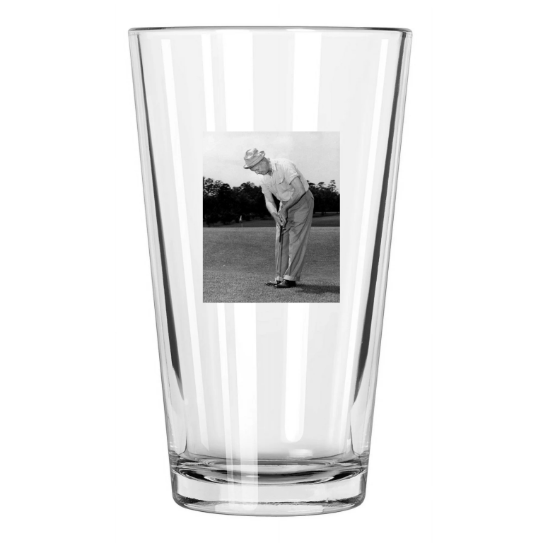 1969 Augusta President Dwight Eisenhower Photo Golf Pint Beer Drinking Glass