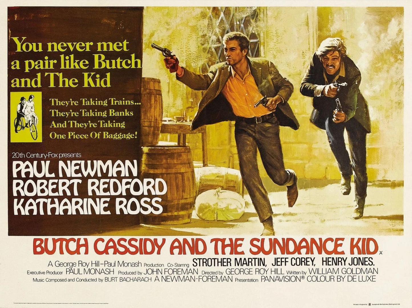 1969 Butch Cassidy And The Sundance Kid Movie Poster Print Paul Newman Redford