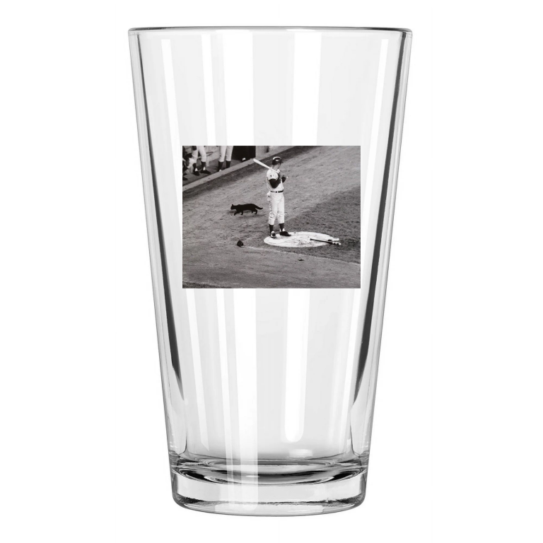 1969 Chicago Cubs Ron Santo Photo 'Black Cat On Deck' Pint Beer Drinking Glass