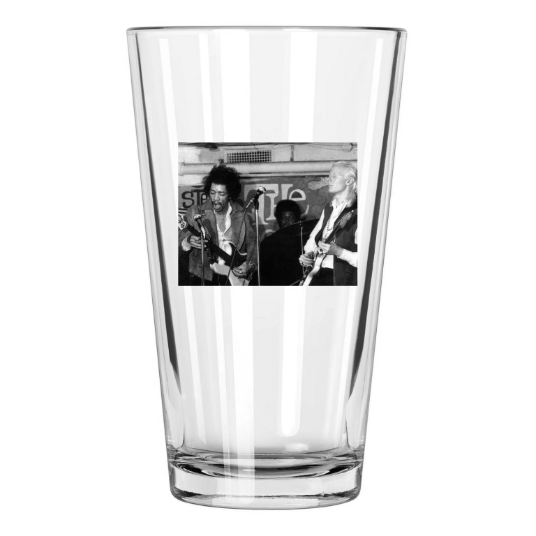 1969 Jimi Hendrix, Johnny Winters And Buddy Miles Photo Pint Beer Drinking Glass