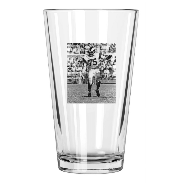 1969 Los Angeles Rams Deacon Jones Photo Hof 80 Pint Beer Drinking Glass