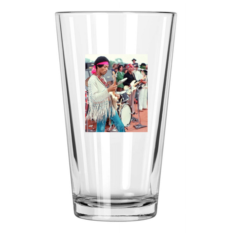 1969 Rock And Roll Guitarist Jimi Hendrix Woodstock Pint Beer Drinking Glass