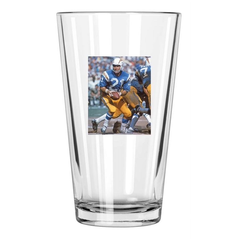 1969 San Diego Chargers John Hadl Photo Football 2 Pint Beer Drinking Glass