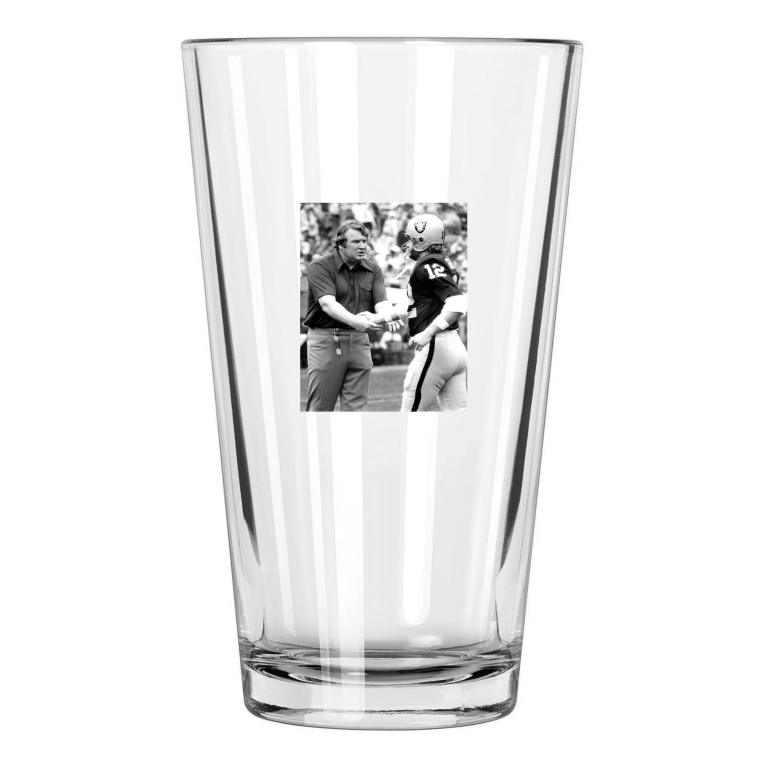 1970 Oakland Raiders John Madden And Ken Stabler Nfl Football Pint Beer Glass