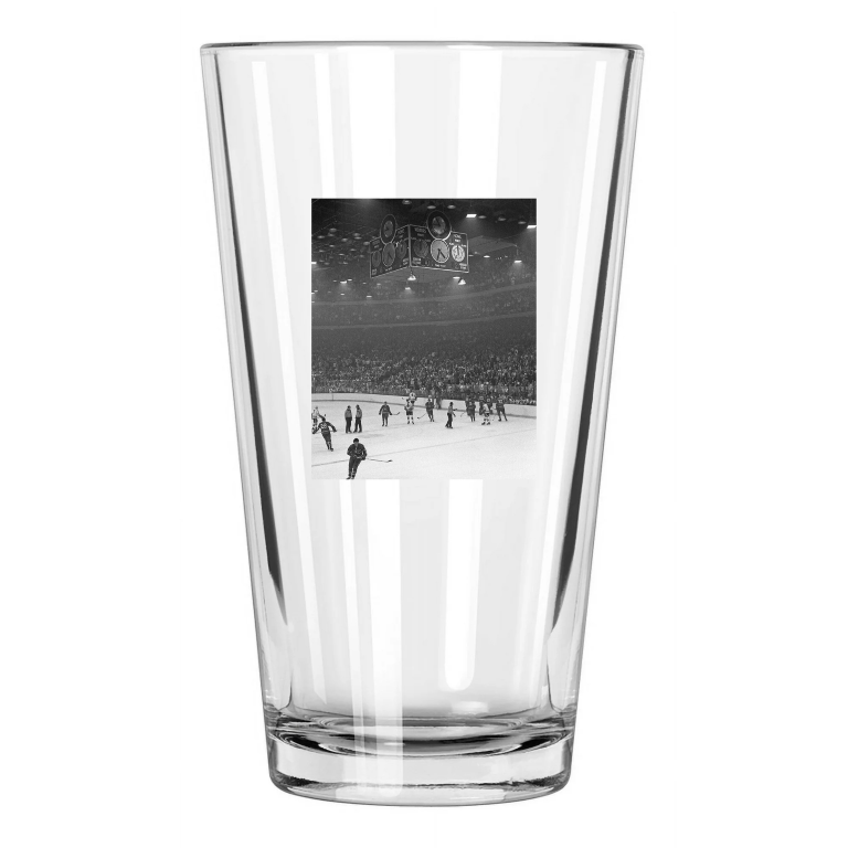 1971 Blackhawks Chicago Stadium Photo Scoreboard Pint Beer Drinking Glass