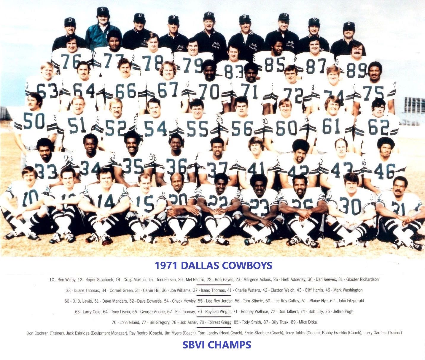 1971 Dallas Cowboys Team Photo Football Picture Nfl Sbvi Champs