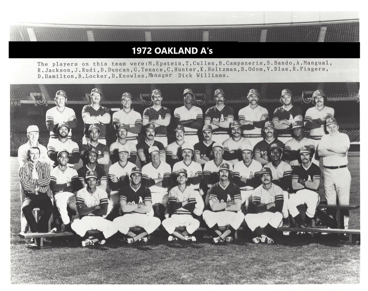 1972 Oakland Athletics A'S Team Photo Mlb Baseball Picture World Champs