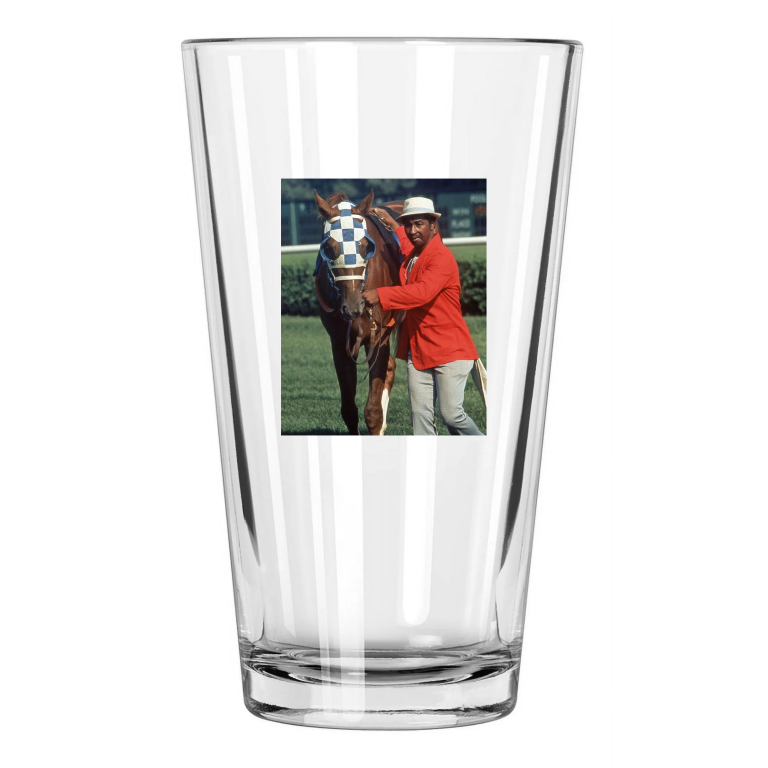 1973 Triple Crown Horse Secretariat Groom Eddie Sweat Pint Beer Drinking Glass