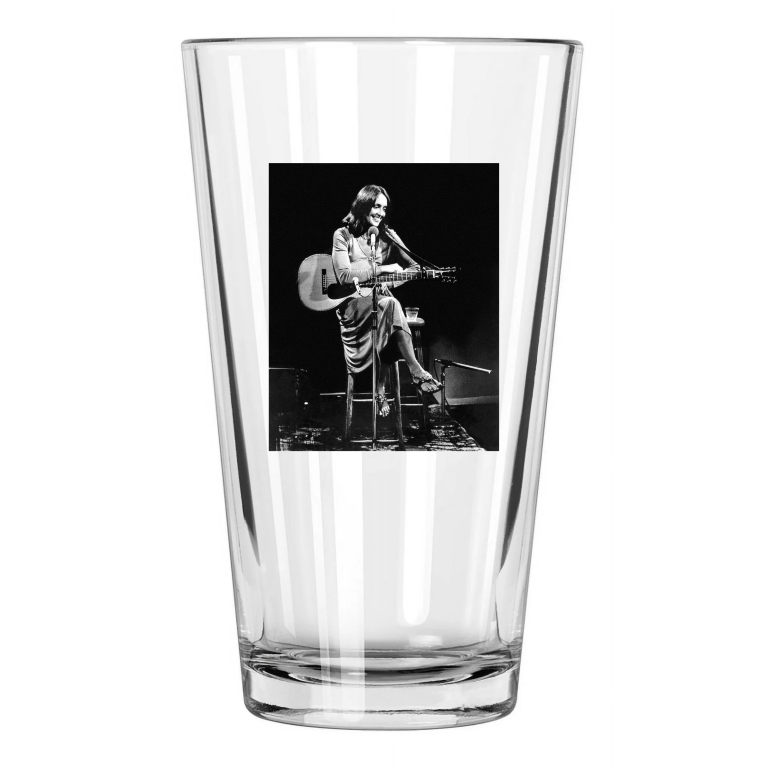 1974 Famous Singer Joan Baez Photo Special Tv Concert Pint Beer Drinking Glass
