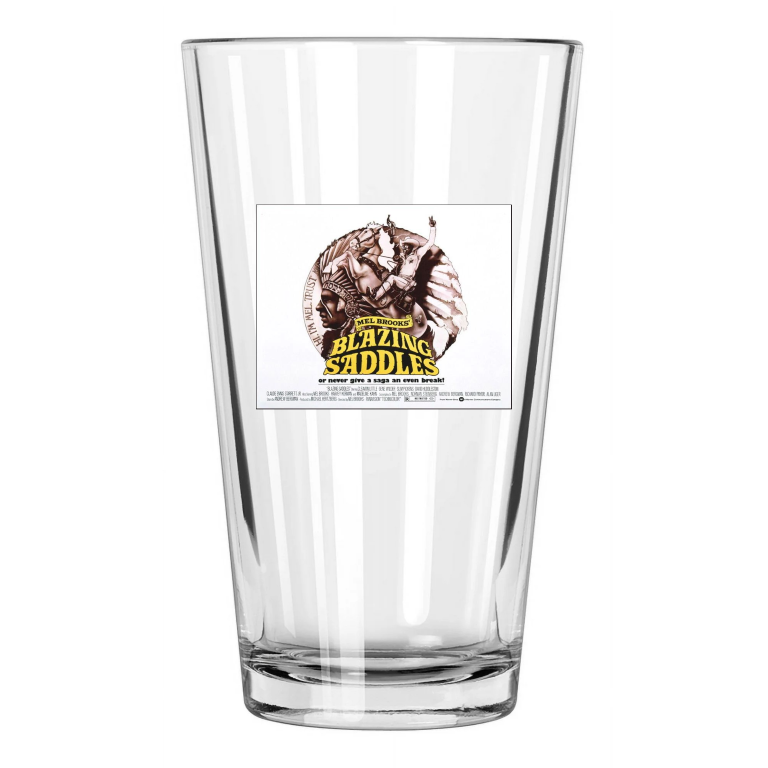 1974 Western Blazing Saddles Cleavon Little Gene Wilder Pint Beer Drinking Glass