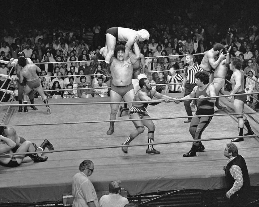 1975 Wrestler Andre The Giant Glossy Photo Wrestling Ring Print Poster