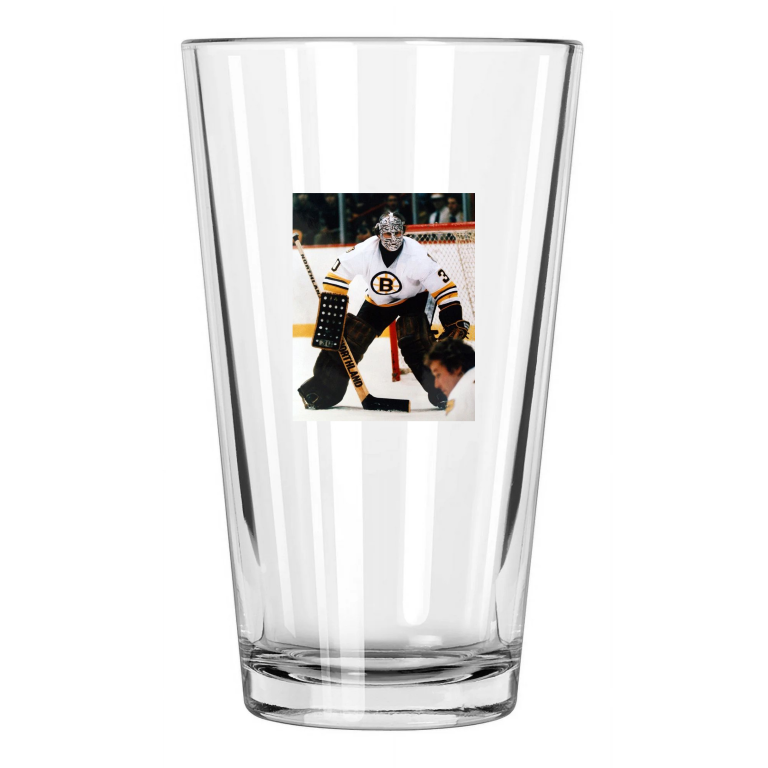 1976 Boston Bruins Gerry Cheevers Photo Hockey Hof 85 Pint Beer Drinking Glass