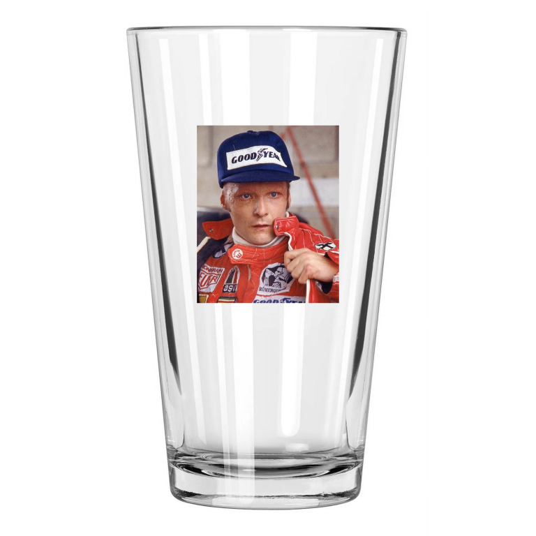 1976 Driver Niki Lauda U.S. Grand Prix East Ferrari Pint Beer Drinking Glass