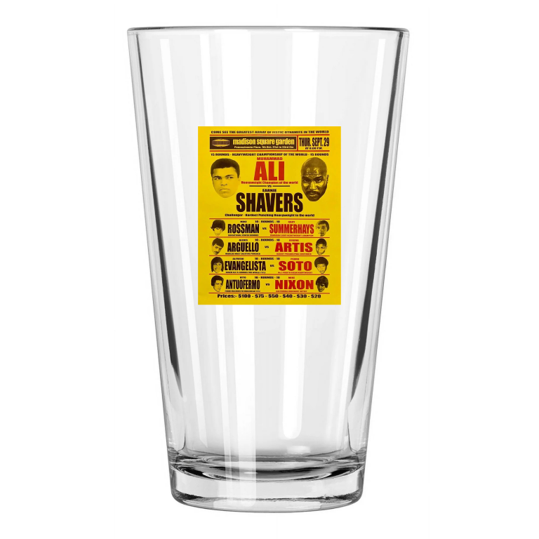 1977 Muhammad Ali Vs Earnie Shavers Heavyweight Fight Pint Beer Drinking Glass