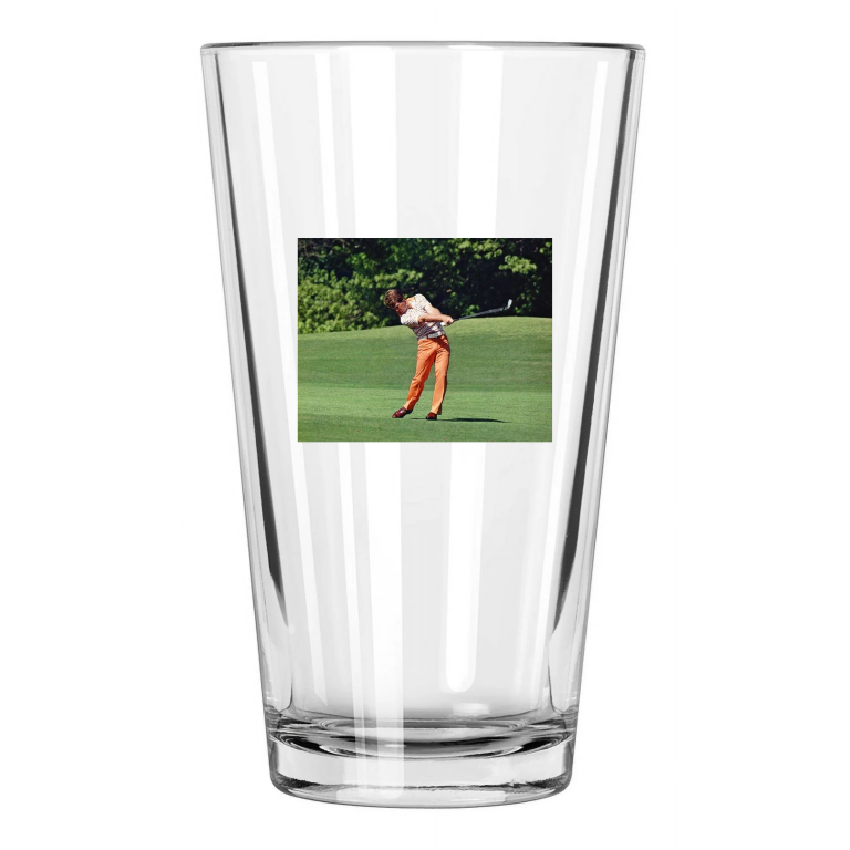1977 Masters At Augusta Tom Watson Action Golf Photo Pint Beer Drinking Glass