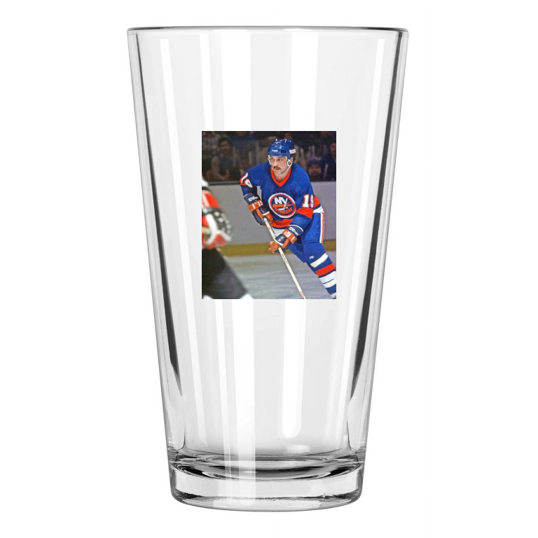 1977 New York Islanders Bryan Trottier Photo Hof 97 Pint Beer Drinking Glass