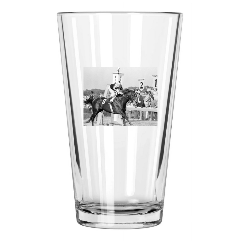 1977 Preakness Stakes Seattle Slew Photo Jean Cruguet Pint Beer Drinking Glass