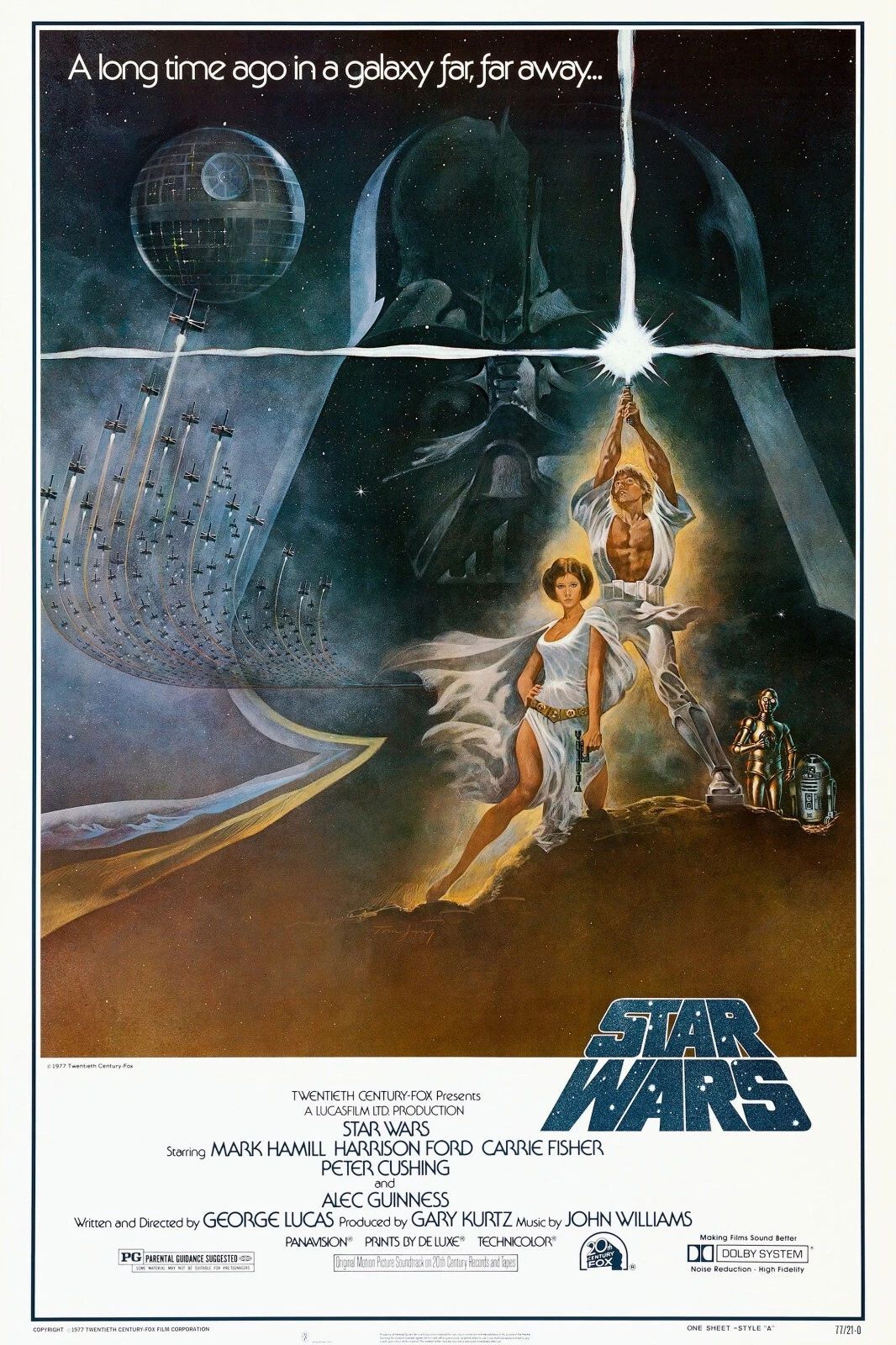 1977 Star Wars Episode Iv A New Hope Movie Poster Darth Vader Luke 1