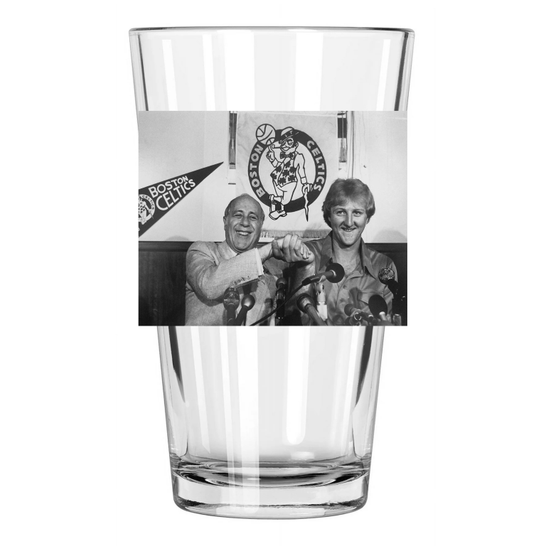 1978 Boston Celtics Larry Bird And Red Auerbach Draft Pint Beer Drinking Glass