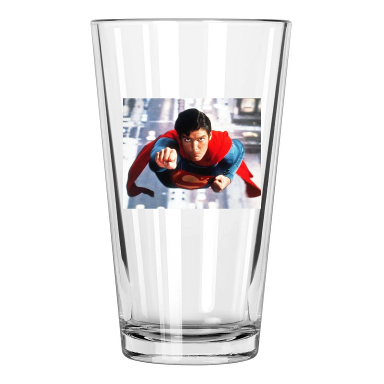 1978 Movie Superman Christopher Reeve Photo Super Hero Pint Beer Drinking Glass