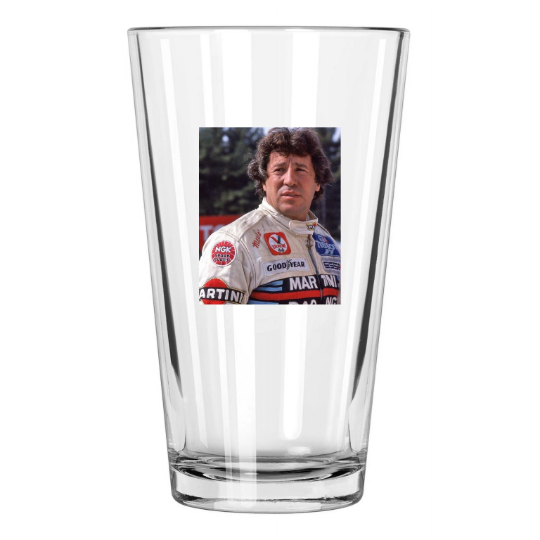 1979 Racecar Legend Mario Andretti Photo Formula One 1 Pint Beer Drinking Glass