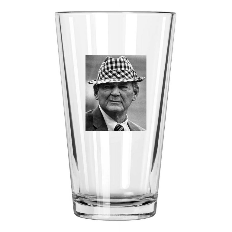 1980 Alabama Coach Paul 'Bear' Bryant College Football Pint Beer Drinking Glass