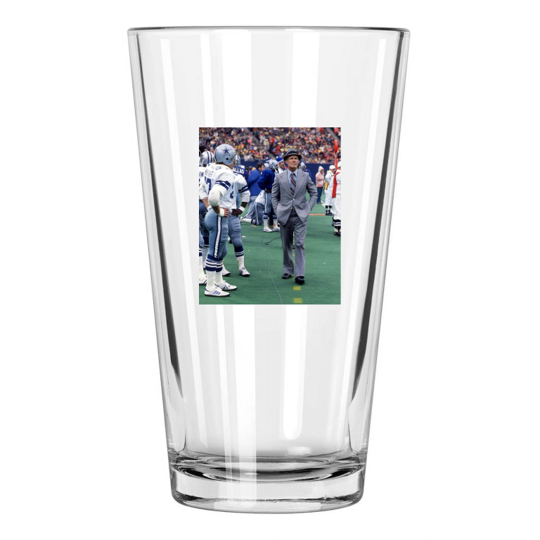 1980 Dallas Cowboys Tom Landry Photo Nfl Football Pint Beer Drinking Glass
