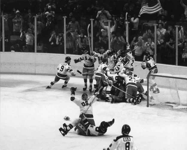 1980 Miracle On Ice Usa Hockey Team Photo Hockey Olympics Celebration Print 1