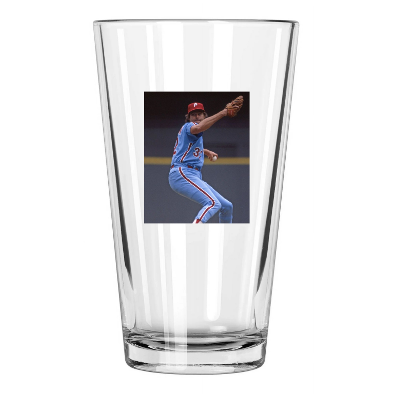 1980 Philadelphia Phillies Steve Carlton Photo Baseball Pint Beer Drinking Glass