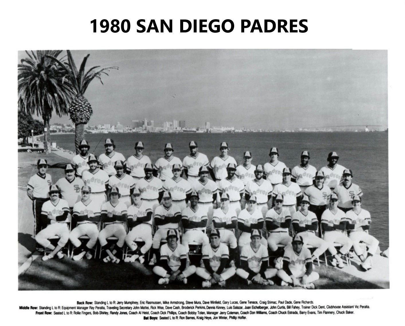 1980 San Diego Padres Team Photo Baseball Picture Mlb With Names