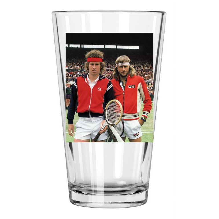 1980 Tennis Legends John Mcenroe And Bjorn Borg Photo Pint Beer Drinking Glass