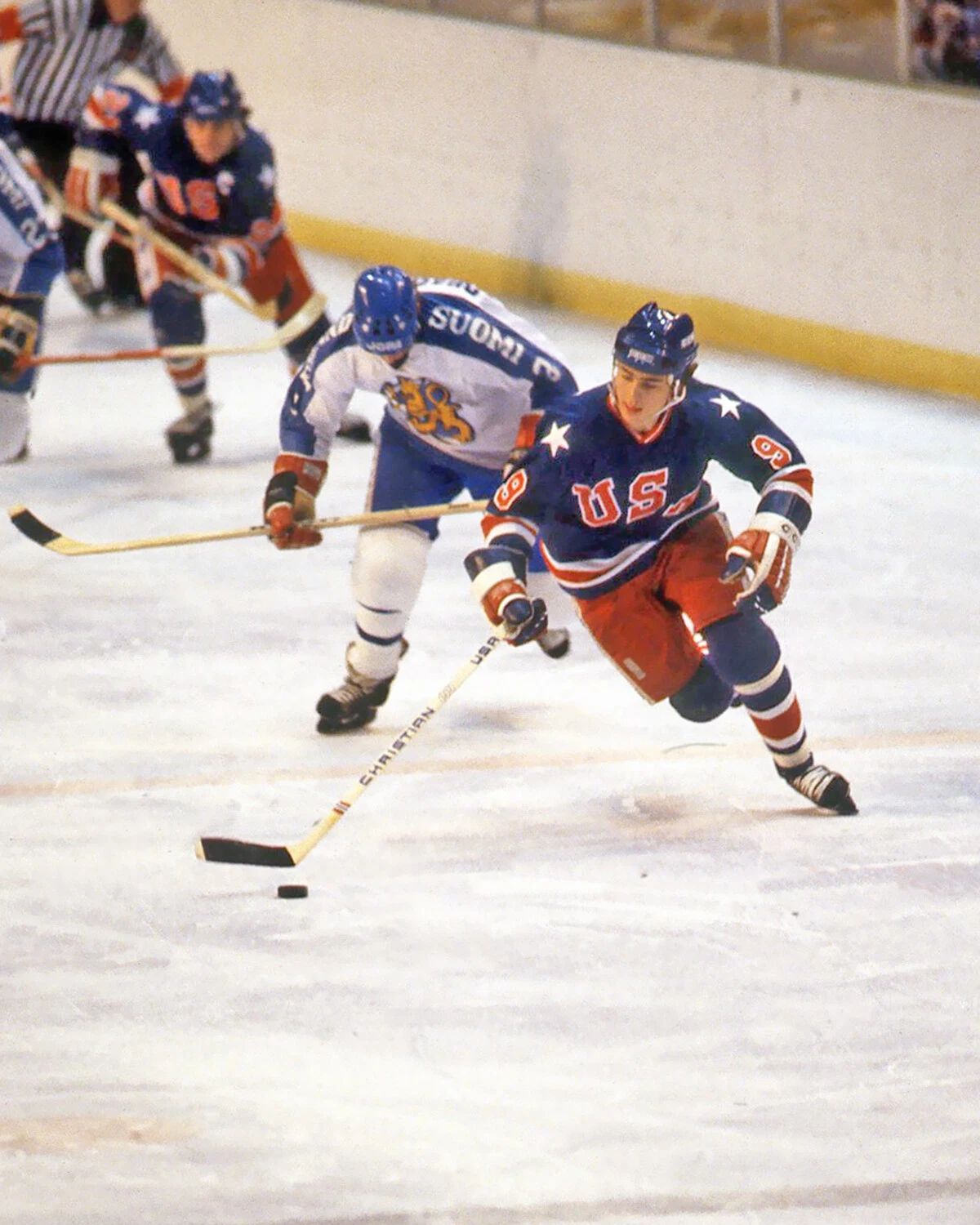 1980 Usa Hockey Vs Finland Glossy Photo Neal Broten Print Lake Placid