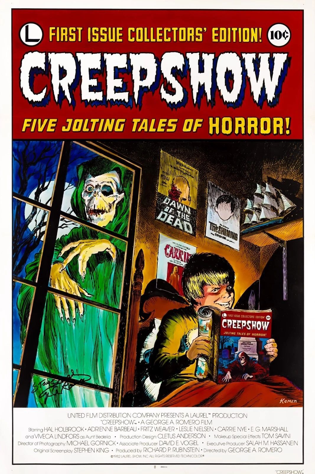 1982 Creepshow Movie Poster Leslie Neilsen Ed Harris Ted Danson