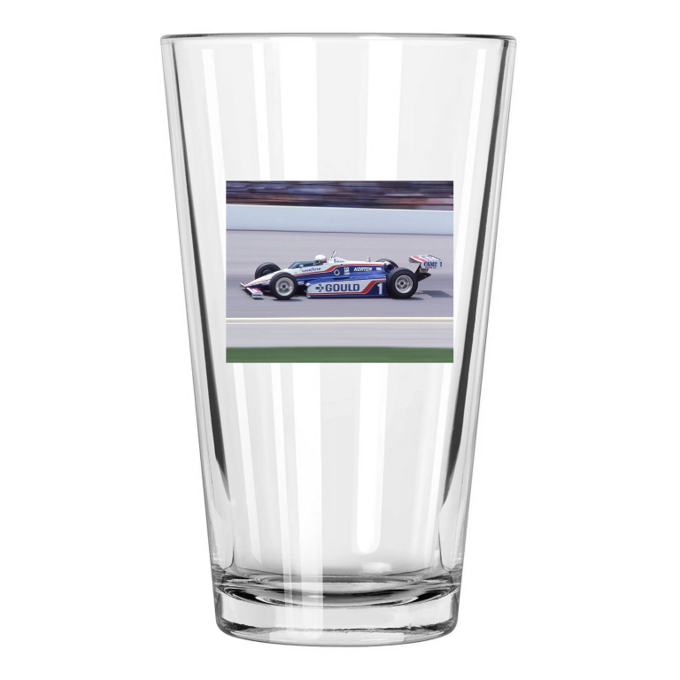 1982 Indy Race Car Driver Rick Mears Indianapolis 500 Pint Beer Drinking Glass