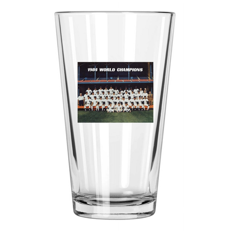 1984 Detroit Tigers World Series Champions Champs Photo Pint Beer Drinking Glass