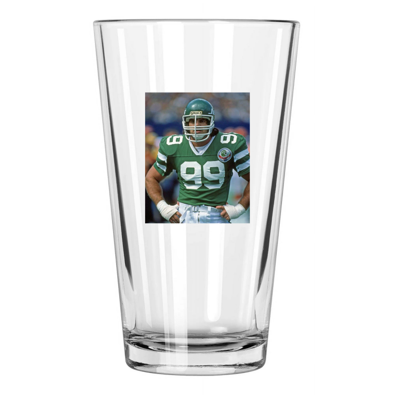 1984 New York Jets Mark Gastineau Photo Pint Beer Drinking Glass