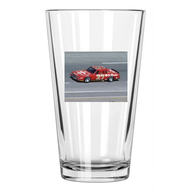 1984 Old Milwaukee Pontiac Tim Richmond Atlanta Speedway Pint Beer Glass