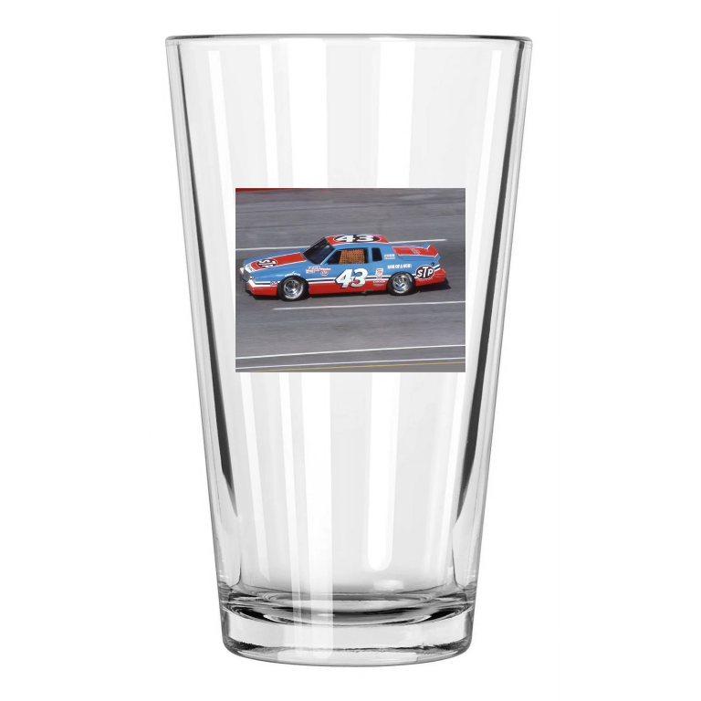 1984 Stp Pontiac Richard Petty Photo Atlanta Speedway Pint Beer Drinking Glass